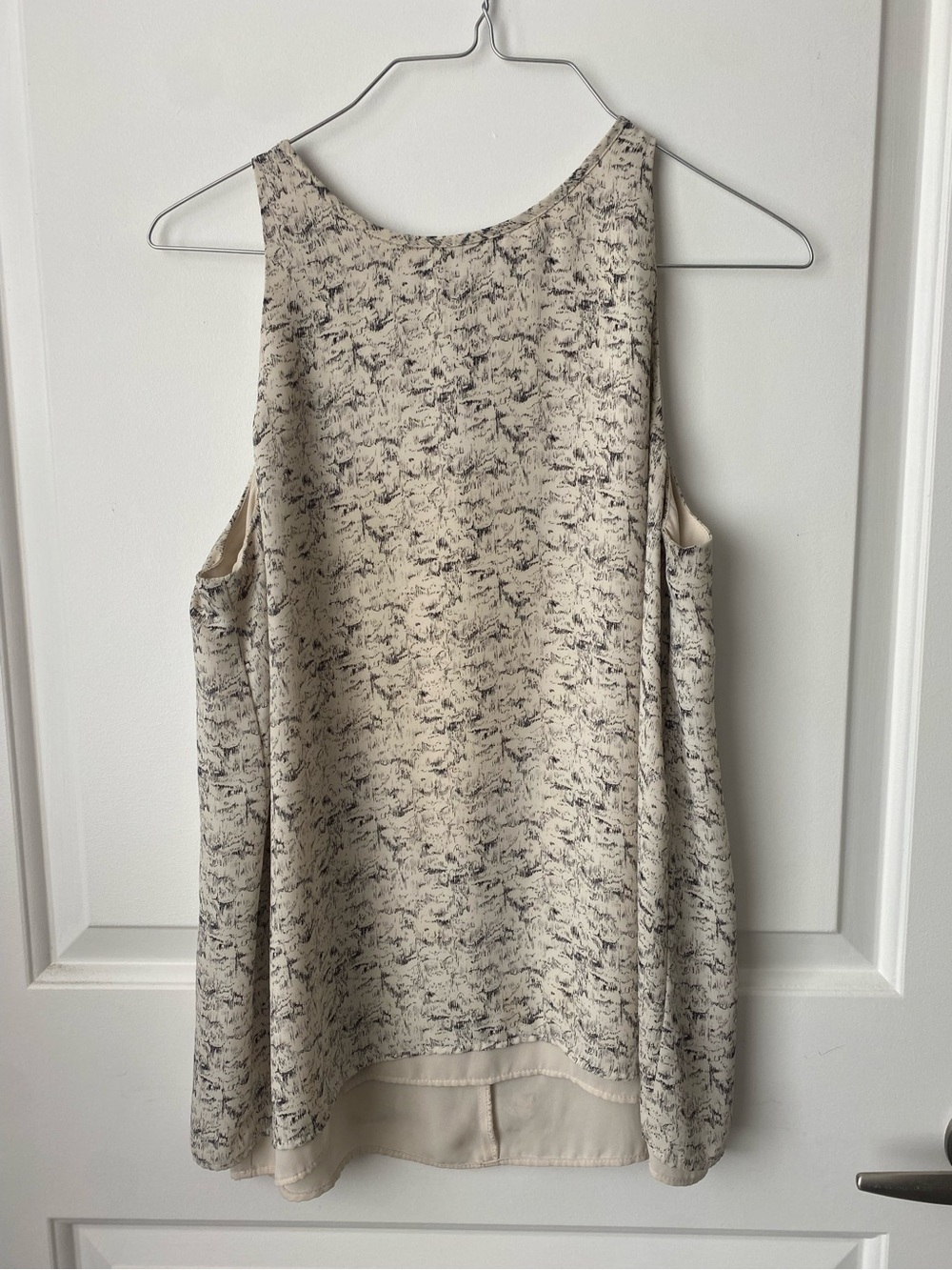 Dalia Cream and Black Abstract Sleeveless Top